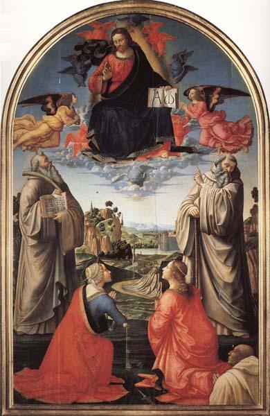 Domenicho Ghirlandaio Christus in der Gloriole mit den Heiligen Bendikt,Romuald,Attinea und Grecinana